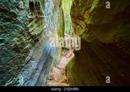 Escaliers Cantwell Cliffs Trail dans la perspective Autumn gorge Eye Level Banque D'Images