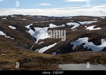 En Norvège, sur l'île de Magerøya, à l'une des extrémités nord, se trouve le Cap Nord, un plateau d'ardoise s'élevant abruptement de l'océan Arctique., en Norwe Banque D'Images