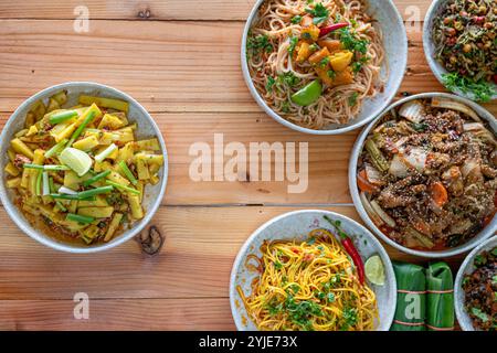 Khao Ram Fuen fabriqué à partir de différents haricots fraîchement préparés chaque jour fraîchement cuisinés pour chaque plat recettes authentiques de tofu de Tai Yai Tai lue Sibsongpanna Yu Banque D'Images