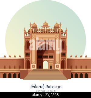 Buland Dawaza - Fatehpur Sikri, Uttar Pradesh - illustration en fichier EPS 10 Illustration de Vecteur