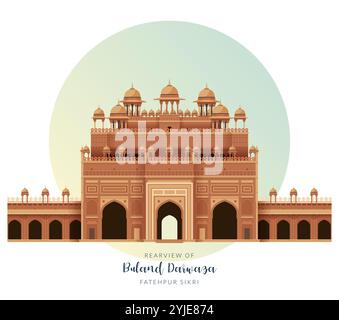 Buland Dawaza - Rearview - Fatehpur Sikri, Uttar Pradesh - Stock illustration as EPS 10 File Illustration de Vecteur