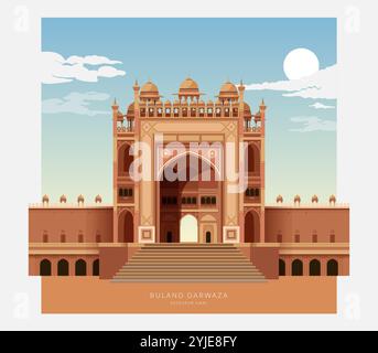 Buland Dawaza - Fatehpur Sikri, Uttar Pradesh - illustration en fichier EPS 10 Illustration de Vecteur