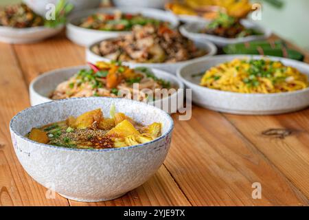 Khao Ram Fuen fabriqué à partir de différents haricots fraîchement préparés chaque jour fraîchement cuisinés pour chaque plat recettes authentiques de tofu de Tai Yai Tai lue Sibsongpanna Yu Banque D'Images