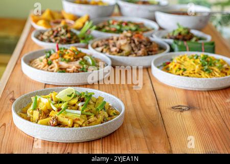 Khao Ram Fuen fabriqué à partir de différents haricots fraîchement préparés chaque jour fraîchement cuisinés pour chaque plat recettes authentiques de tofu de Tai Yai Tai lue Sibsongpanna Yu Banque D'Images