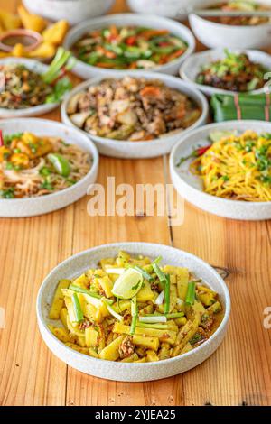 Khao Ram Fuen fabriqué à partir de différents haricots fraîchement préparés chaque jour fraîchement cuisinés pour chaque plat recettes authentiques de tofu de Tai Yai Tai lue Sibsongpanna Yu Banque D'Images