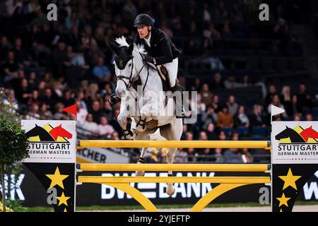 Stuttgart, Allemagne. 14 novembre 2024. Platz Hendrik von Eckermann (SWE) auf Calizi Preis der Firma XXL-Sicherheit Zeitspringpruefung International Qualifikation zum Stuttgart German Masters GER, Stuttgart German Masters 2024, 38. internationale Reitturnier, 14.11.2024 Foto : Eibner-Pressefoto/Roger Buerke crédit : dpa/Alamy Live News Banque D'Images