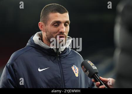 Le croate Mateo Kovacic lors d'une conférence de presse à Hampden Park, Glasgow. Date de la photo : jeudi 14 novembre 2024. Banque D'Images