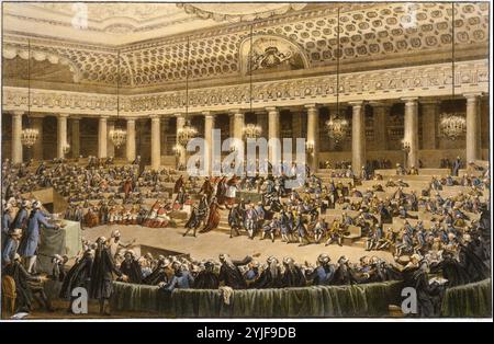 La nuit du 4 août 1789 à l'Assemblée nationale. Musée : Musée de l'histoire de France, Château de Versailles. Auteur : ANONYME. Banque D'Images