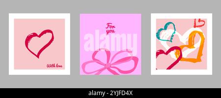 Modèle d'autocollant de cadre de la Saint-Valentin pour la bannière de médias sociaux du magasin de circulaire dans les tons roses. Illustration vectorielle. Illustration de Vecteur