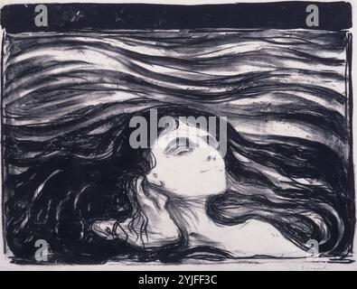 Amoureux dans les vagues (Elskende par i bolger). Musée : COLLECTION PRIVÉE. Auteur : EDVARD MUNCH. Banque D'Images