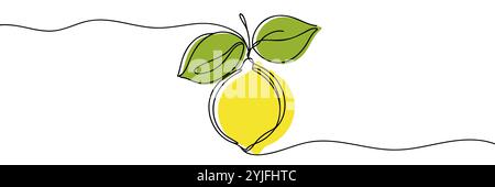Dessin au trait continu unique de citron. Illustration de Vecteur