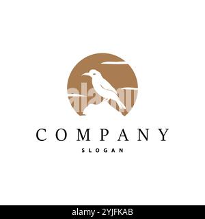 Conception de concept de logo d'oiseau silhouette noire modèle simple vintage d'illustration d'amoureux d'oiseau Illustration de Vecteur