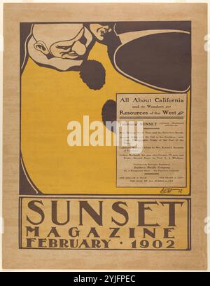 Coucher du soleil Magazine : Février. Artiste : Patrick Henry Raleigh (Portland, Oregon, États-Unis New York 1880-1944). Fiche Technique : Dimensions : 9 x 7 1/2 à 13/16. (25 × 19 cm). Date : 1902. Musée : Metropolitan Museum of Art, New York, USA. Banque D'Images