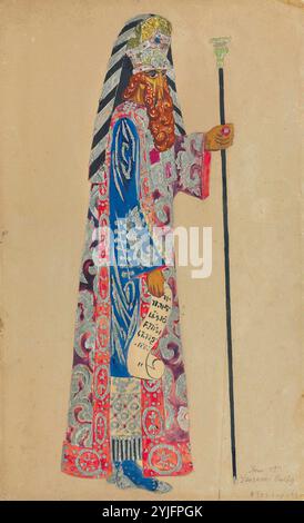 Grand prêtre juif. Conception de costumes pour le ballet 'Liturgy'. Musée : COLLECTION PRIVÉE. Auteur : Natalia Sergeevna Goncharova. Copyright : cette œuvre n'est pas dans le domaine public. Il est de votre responsabilité d'obtenir toutes les autorisations de tiers nécessaires auprès du gestionnaire de droits d'auteur dans votre pays avant la publication. Banque D'Images