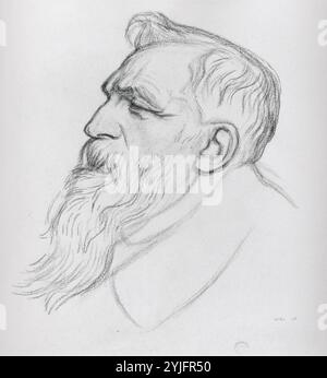 Auguste Rodin. Artiste : William Rothenstein (britannique, Bradford, Yorkshire 1872-1945 Far Oakridge, Gloucestershire). Dimensions : H. 16-1/2, L. 12-3/8 pouces (40,6 x 31,4 cm.). Date : 1906. Musée : Metropolitan Museum of Art, New York, États-Unis. Banque D'Images