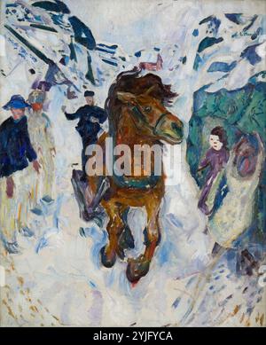 Cheval au galop. Date/Période : Entre 1910 et 1912. La peinture. Huile sur toile. 148x120 cm. Auteur : Edvard Munch. Banque D'Images