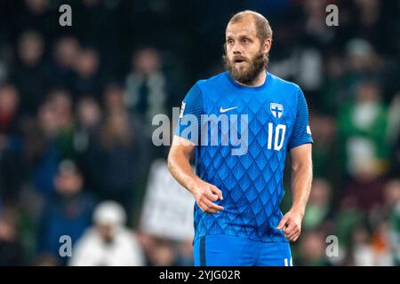 Dublin, République d'Irlande. 15 novembre 2024. Teemu Pukki de Finaland lors du match de l'UEFA Nations League, League B, Group B2 entre la République d'Irlande et la Finlande au Aviva Stadium à Dublin, République d'Irlande, le 14 novembre 2024 (photo par Andrew Surma/ Credit : Sipa USA/Alamy Live News Banque D'Images