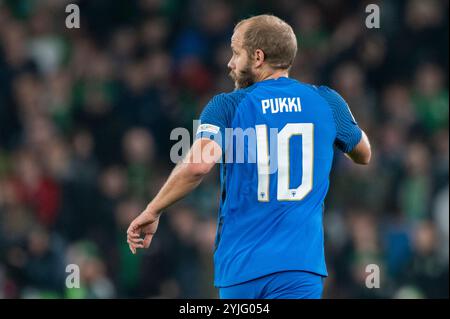 Dublin, République d'Irlande. 15 novembre 2024. Teemu Pukki de Finaland lors du match de l'UEFA Nations League, League B, Group B2 entre la République d'Irlande et la Finlande au Aviva Stadium à Dublin, République d'Irlande, le 14 novembre 2024 (photo par Andrew Surma/ Credit : Sipa USA/Alamy Live News Banque D'Images