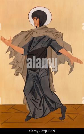 Sainte Anne. Conception de costumes pour le ballet 'Liturgy'. Musée : COLLECTION PRIVÉE. Auteur : Natalia Sergeevna Goncharova. Copyright : cette œuvre n'est pas dans le domaine public. Il est de votre responsabilité d'obtenir toutes les autorisations de tiers nécessaires auprès du gestionnaire de droits d'auteur dans votre pays avant la publication. Banque D'Images