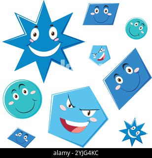 Formes souriantes dans une conception vectorielle transparente Illustration de Vecteur