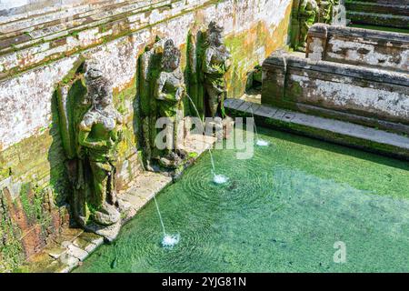 Bain purifiant rituel au temple Goa Gajah à Bali, Indonésie Banque D'Images