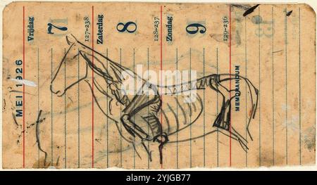 Croquis d'un cheval. Rapporteur pour avis : Leo Gestel. Dating : 1891 - 1941. Dimensions : H 73 mm × W 140 mm. Musée : Rijksmuseum, Amsterdam. Banque D'Images