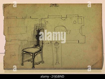 Conception d'un président et d'un plan d'étage. Rapporteur pour avis : Carel Adolph Lion Cachet. Dating : 1874 - 1945. Dimensions : H 191 mm × W 282 mm. Musée : Rijksmuseum, Amsterdam. Banque D'Images