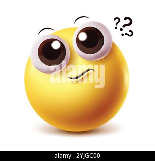 Pensez au personnage vectoriel emoji. Doute et inquiet clip art émoticône cercle jaune avec point d'interrogation isolé sur fond blanc. Illustration vectorielle Illustration de Vecteur