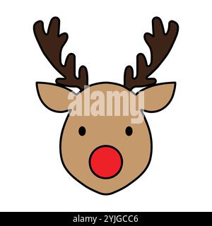 Une icône de renne avec des bois distinctifs, apportant un esprit joyeux de Noël. Parfait pour les cartes de vœux, les applications et les designs sur le thème des fêtes. Illustration de Vecteur