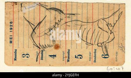 Croquis d'un cheval. Rapporteur pour avis : Leo Gestel. Dating : 1891 - 1941. Dimensions : H 73 mm × W 140 mm. Musée : Rijksmuseum, Amsterdam. Banque D'Images