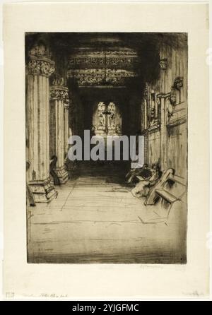 Rosslyn Chapel. David Young Cameron ; écossais, 1865-1945. Date : 1901. Dimensions : 258 x 182 mm (image/plaque) ; 330 x 230 mm (feuille). Gravure et point sec sur papier ivoire. Origine : Écosse. Musée : Chicago Art Institute, FLORENCIA, États-Unis. Banque D'Images