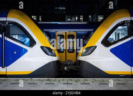 UTRECHT - trains sur un quai vide lors d'une grève ProRail au cours de laquelle les stations de contrôle de la circulation ont temporairement fermé la route entre Utrecht et Amersfoort. En raison de la grève, les trains ne circulent pas non plus dans des endroits comme Alphen aan den Rijn, Ede, Geldermalsen, Gouda et Hilversum. ANP SEM VAN DER WAL netherlands Out - belgique Out Banque D'Images