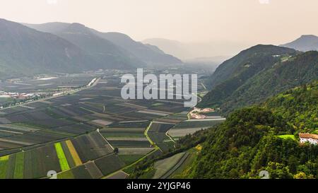 SILANDRO, ITALIE – 28 AOÛT 2024 : le serein Val Venosta, dans le Tyrol du Sud, avec ses prairies verdoyantes et ses montagnes environnantes, offre une vie éblouissante Banque D'Images