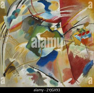 Peindre avec Green Center. Vasily Kandinsky ; français, né en Russie, 1866-1944. Date : 1913. Dimensions : 43 1/4 × 47 1/2 po (108,9 × 118,4 cm). Huile sur toile. Origine : Allemagne. Musée : Chicago Art Institute, FLORENCIA, États-Unis. Auteur : WASSILY KANDINSKY. Banque D'Images