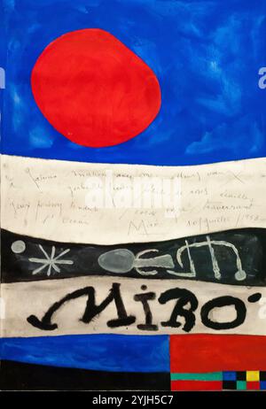 Joan Miró / 'Maqueta para el cartel de la exposición Obras recientes (oeuvres récentes)', 1953, Guache, óleo y tinta sobre papel, 65,3 x 50 cm. Musée : MoMA, le Museum of Modern Art, New York. Banque D'Images