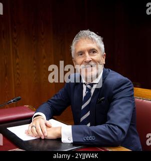 Madrid, 24/10/2024. Le ministre Fernando Grande Marlaska comparaît devant le comité sénatorial chargé de l'affaire Koldo. Photo : Ignacio Gil. ARCHDC. Crédit : album / Archivo ABC / Ignacio Gil Banque D'Images