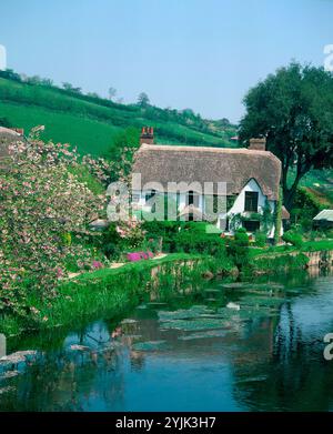 Royaume-Uni. Angleterre. Devon. Chalet Bickleigh et jardin près de la rivière Exe. Banque D'Images