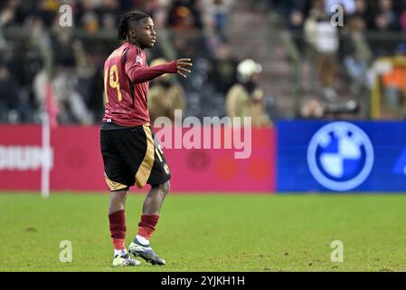 Johan Bakayoko (19 ans) de Belgique photographié lors d'un match de football entre les équipes nationales de Belgique, appelées les Diables rouges et d'Italie, appelées Azzurri dans le cinquième match du groupe A2 dans la Ligue des Nations de l'UEFA , le jeudi 14 novembre 2024 à Bruxelles , Belgique . Photo isosport | David Catry Banque D'Images