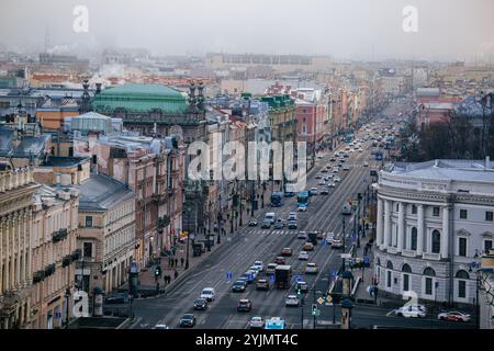 Nevsky prospect, Saint-Pétersbourg, Russie, 10 novembre 2024, vue aérienne Banque D'Images
