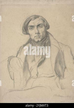 Théodore Chassériau, français, 1819 - 1856, Auguste Ottin, 1833, graphite avec moignon sur papier multicolore (à l'origine rose clair) posé en fibres, total : 40,8 x 29,5 cm (16 1, 16 x 11 5, 8 po Banque D'Images