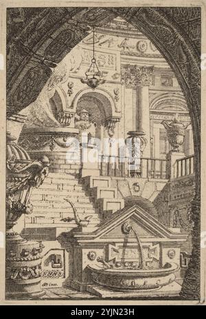 Carl Schütz, autrichien, 1745 - 1800, Fantasy of an Antique Temple, 1770, 1780, Fantasy architecture (planche 1), gravure sur papier déposé, planche : 13,9 x 9,5 cm (5 1, 2 x 3 3, 4 po), feuille : 14,4 x 10,2 cm (5 11, 16 x 4 po), le Blanc, no. 15 Banque D'Images