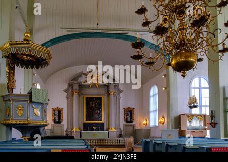 Admiralitätskirche Karlskrona, Blekinge län, Schweden Innenraum der Admiralitätskirche Amiralitetskyrkan, auch Ulrica Pia genannt, im Südosten der historischen Innenstadt von Karlskrona, Blekinge län, Schweden, die heute zum Welterbe der UNESCO zählt, nur zur redaktionellen Verwendung. Banque D'Images