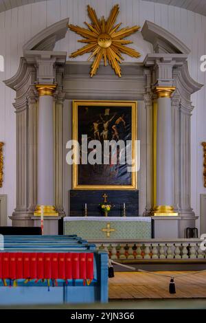 Admiralitätskirche Karlskrona, Blekinge län, Schweden Innenraum der Admiralitätskirche Amiralitetskyrkan, auch Ulrica Pia genannt, im Südosten der historischen Innenstadt von Karlskrona, Blekinge län, Schweden, die heute zum Welterbe der UNESCO zählt, nur zur redaktionellen Verwendung. Banque D'Images