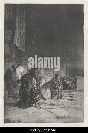 Mosè Bianchi, Italien, 1840 - 1904, intérieur de l'église à Milan (intérieur d'une église de Milan [sic], c. 1874, gravure avec pointe sèche et aquatinte sur pieu collé, plaque : 21,1 × 14 cm (8 5, 16 × 5 1, 2 in.), feuille : 47,9 × 36,9 cm (18 7, 8 × 14 1, 2 in.), Mezzetti 1935, no. 88 Banque D'Images