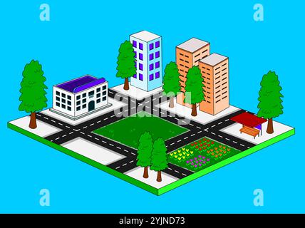 Vecteur métropolitain. zones urbaines et espaces verts ouverts. conception vectorielle Illustration de Vecteur