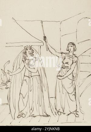 Sjöstrand, Carl Eneas, oeuvre, croquis de motifs de Cendrillon pour illustration, 1867, catégorie : dessin, 36,5 cm x 23 cm Banque D'Images