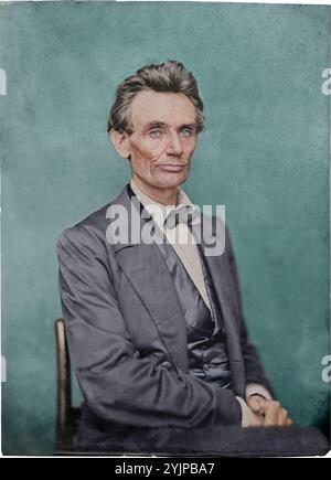 Cette photographie, réalisée à Springfield, Illinois, le 20 mai 1860, C'est le premier portrait d'Abraham Lincoln après qu'il eut reçu la nomination à la présidence à la Convention nationale républicaine de Chicago. C'est l'une des cinq photographies prises par William Marsh pour Marcus L. Ward, un délégué de Newark, New Jersey. Bien que beaucoup dans l'est aient lu les discours passionnés de Lincoln, peu avaient vu le sénateur de l'Illinois. Impression de papier salé à partir de négatif verre. Banque D'Images