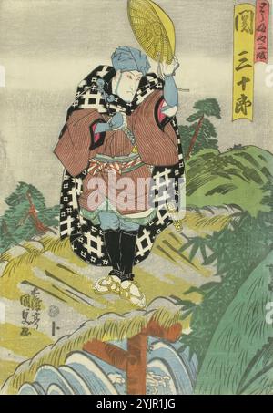 Kunisada, œuvre, acteur Seki Sanjuro II dans la pièce Zensei kogane no hana (fleur dorée incomparablement belle), 1830, imprimé sur bois coloré, graphiques Banque D'Images