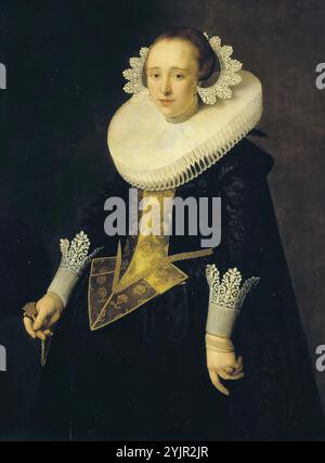 Eliaesz, Nicolaes, Portrait d'une femme de 22 ans, 1628, peinture, 120 cm x 87 cm, photo no. 27819.1-4, 2,2.1994, photographe : Jukka Romu, type de photo : LAAKADIA, description du contenu : Eliasz, Nicolaes (Pickenoy) : Portrait d'une femme de 22 ans, 1628, huile sur bois, 120 x 87, hommage au collier 16.2.-21.3,1994, Banque D'Images