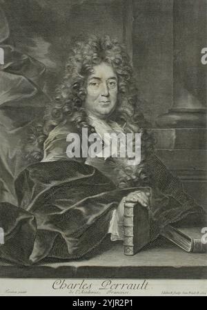 Edelinck, Gérard, inventeur : selon Jean Tortebat, Charles Perrault, 1694, gravure sur cuivre, graphisme, largeur de la plaque 19,3 cm, hauteur de la plaque 27,5 cm, largeur de la feuille 23,8 cm, hauteur de la feuille 34,2 cm, largeur de l'image 19,3 cm, hauteur de l'image 27,5 cm Banque D'Images